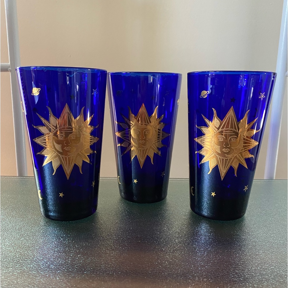 Vintage Culver Celestial Cobalt Blue Highball